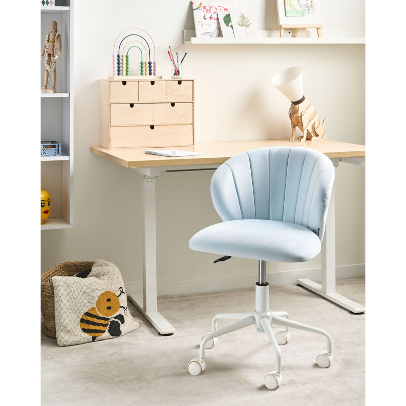 Velvet Office Chair, Light Blue
