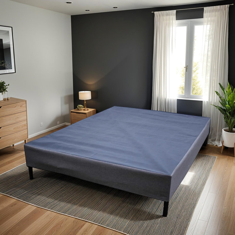 Sommier simple noir et gris avec sommier tapissier robuste, peut être utilisé avec ou sans pieds, installation simple et rapide, s'adapte à toutes les tailles standard, capacité de poids de 1000 lb, 15 po