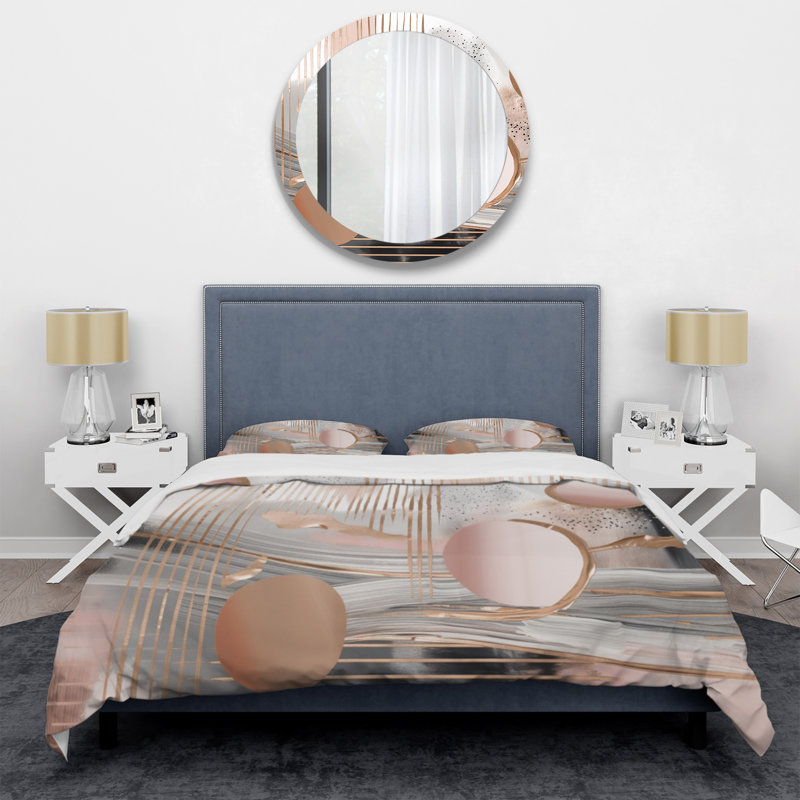 Ensemble de housse de couette en microfibre / polyester rose, Housse de couette pour grand lit et 2 taies décor