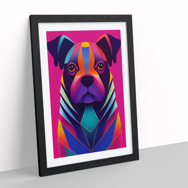 Striking Dog Abstract - Single Picture Frame Print, Black Framed, 64cm H x 46cm W x 2cm D