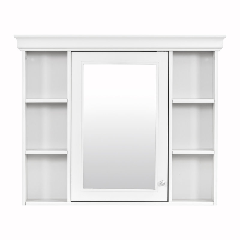 Wall mounted bathroom storage cabinet with mirror door, Blanc