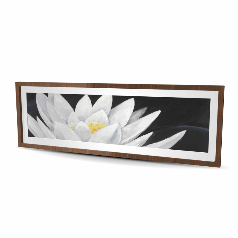 «Lotus Flower with Reflection - Gray Botanical», reproduction encadrée