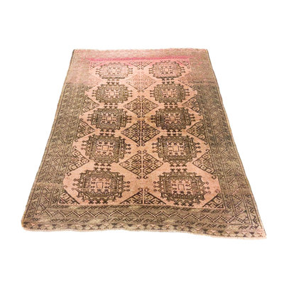 4x5 Brown and Green Turkish Oushak Rug
