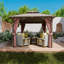  10 pi. X 10 pi Pavillon de jardin en aluminium avec double toit en acier, moustiquaire et rideaux