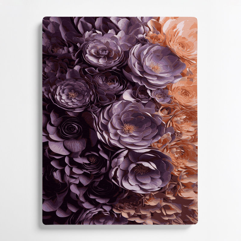 Abstrait floral 70, art mural en métal brun, H 12 po x l 18 po