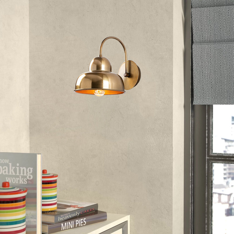 Stylish Gold Wall Lamp, Glam Scandinavian Design, 8.0 x 10.6 x 9.4 inches | Durable Metal Body, E27 Socket (Max 40W), IP20 Rated | Perfect for Living Room, Bedroom, and Hallway Lighting, Elegant Home Decor