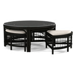 Raffles Rattan Cocktail Table with Benches