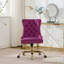 Fauteuil de bureau, fauteuil de bureau moderne capitonné en velours capitonné avec base en métal doré, chaise de bureau pivotante réglable (mauve)
