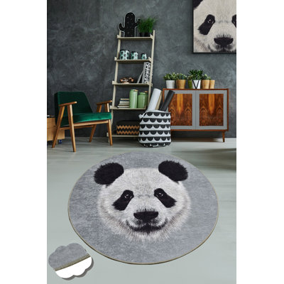Tapis rond de qualité supérieure, 78,7 po de diamètre, gris et noir | 100% polyester, hauteur des poils de 0,16 po, antibactérien, antidérapant Lavable à la machine, durable et facile à nettoyer | Décoration moderne pour le salon et la chambre à coucher