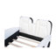 Lit plateforme blanc en forme de voiture simple avec roues fonctionnelles et barrières de sécurité