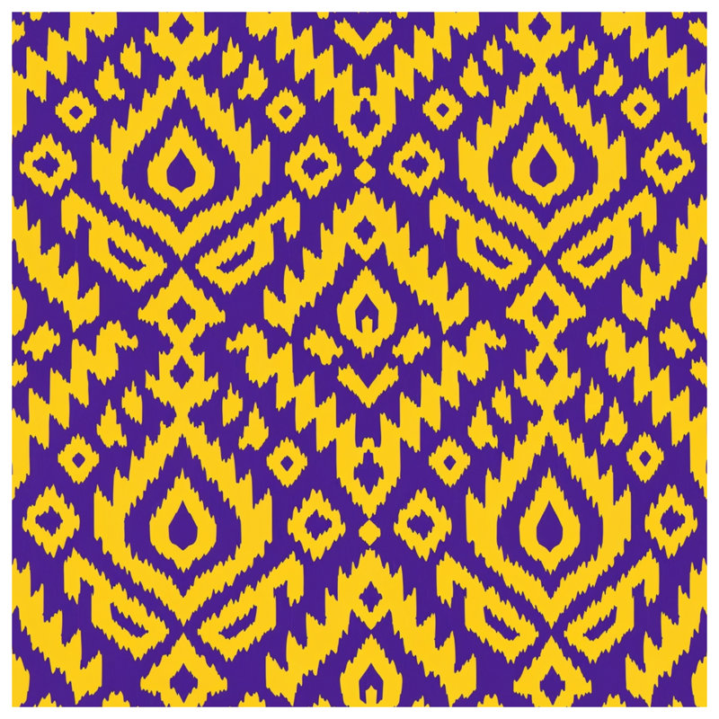 Yellow Purple Ikat Pattern Double Sided Throw Pillows, 16 x 16 inches