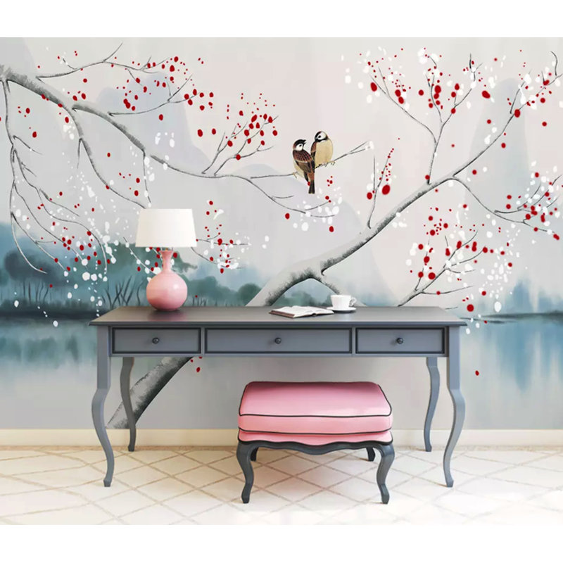 Murale paysage de lac d'hiver, l 106 po x L 187 po