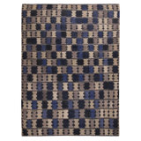 Rug & Kilim’S Scandinavian Geometric Gray And Blue Wool Pile Rug