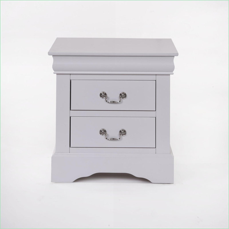 Louis Philippe III White 2-Drawer Modern Nightstand, White
