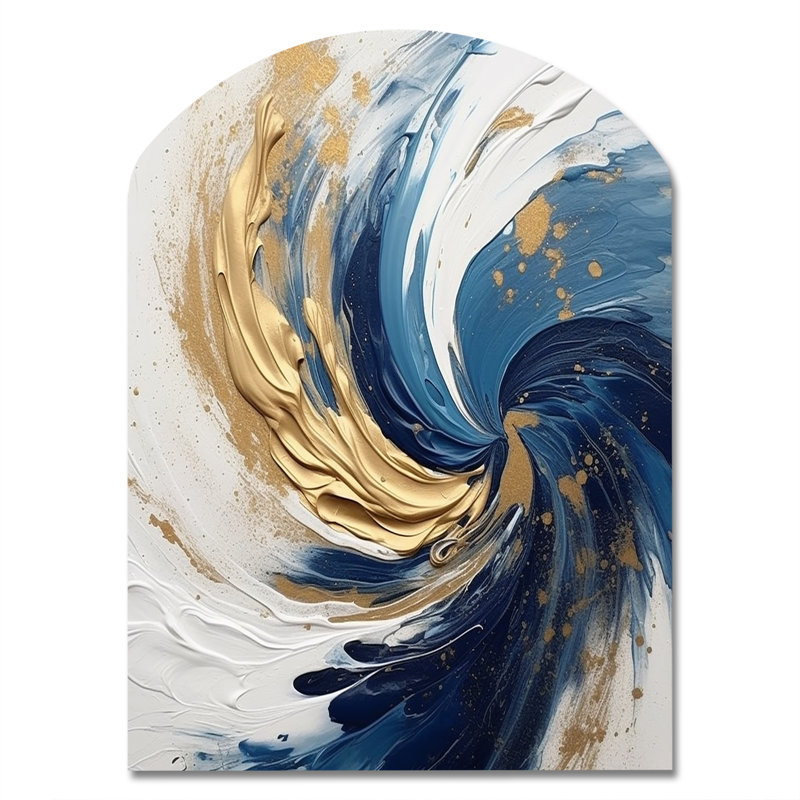 «Mason - Abstract Spirals», art mural asymétrique en métal, arche moderne, H 34 po x l 25 po