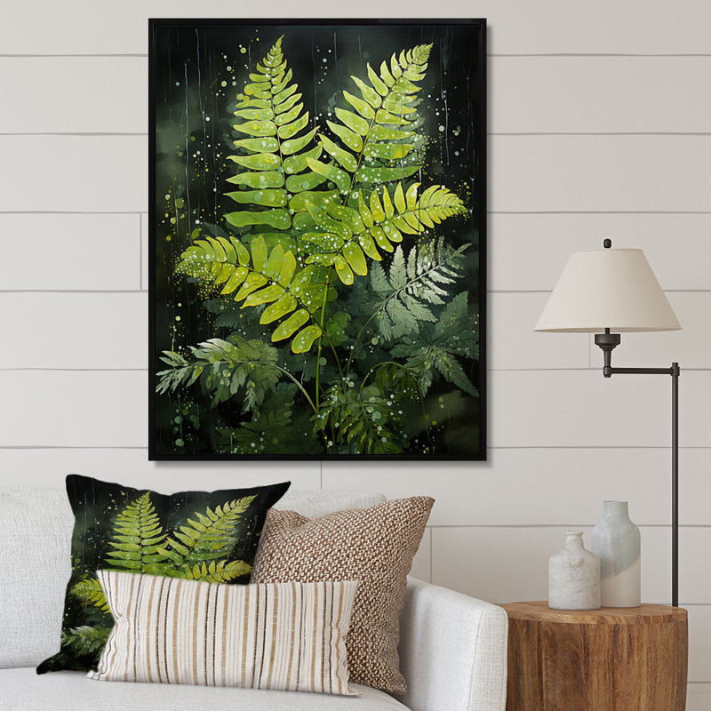 «Tattersall Ferns Plant Timeless Elegance I», reproduction sur toile, H 32 po x l 16 po x P 1 po, Cadre flottant noir