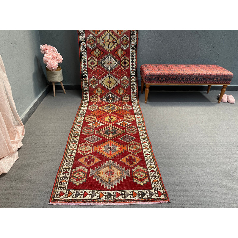 Tapis traditionnel rouge 33,5 x 145,7 pouces