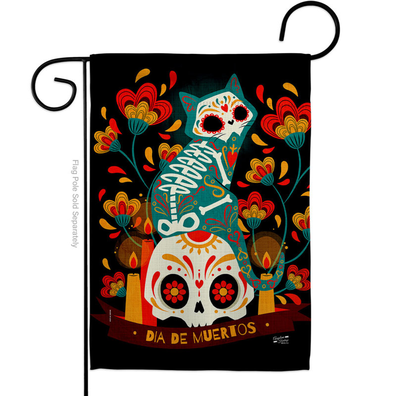 Double Sided 18.5'' H x 13'' W Polyester Day Of The Dead Garden Flag