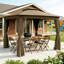 Pavillon de jardin à deux niveaux avec auvent et rideaux-128770124-128770119