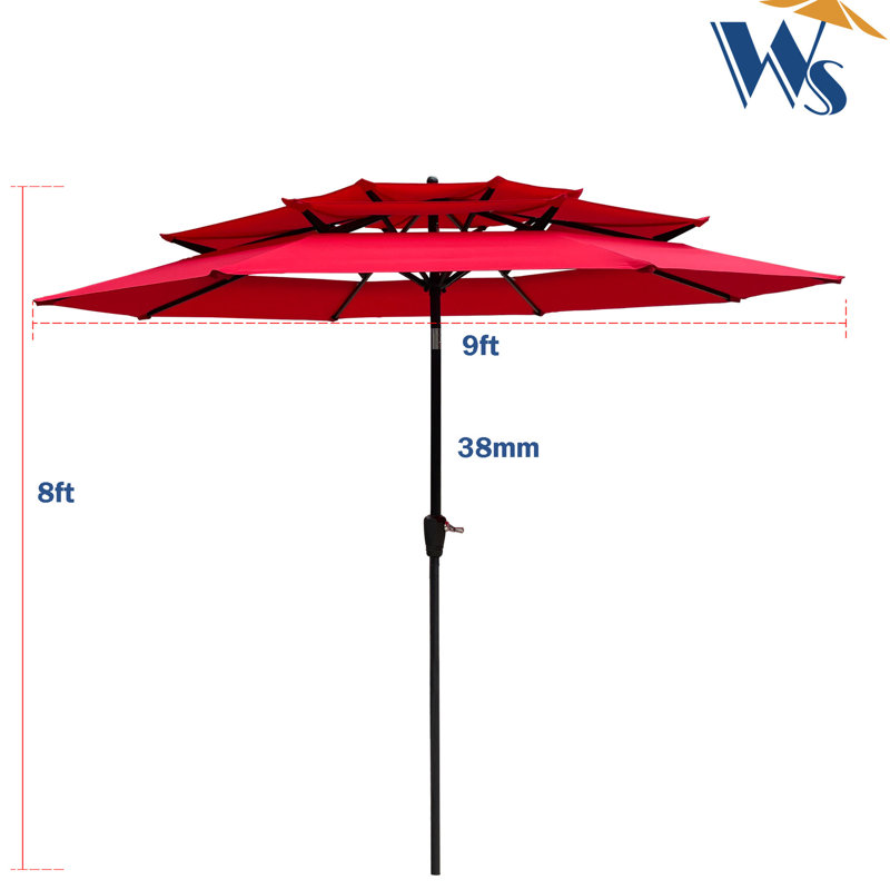 Parasol extérieur de 9 pi 3 po - Rouge