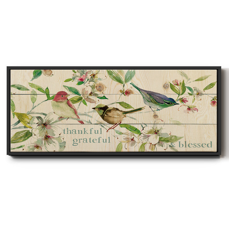 «Grateful Thankful Blessed Birds», toile encadrée