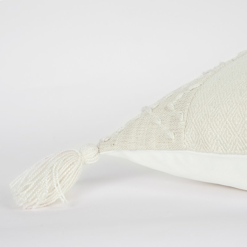 20" Cotton Throw Pillow, ivory