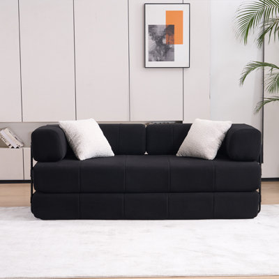 Canapé-lit pliant, canapé-lit convertible de 78,5 po avec 2 coussins, canapé-lit pliant, matelas à ressorts en mousse, canapé-futon pour salon, bureau, appartement