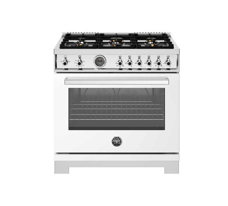 Bertazzoni 36" 5.9 Cubic Feet Freestanding Range, Natural Gas, White