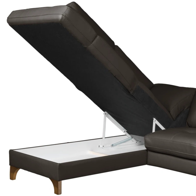 Damar Leather Corner Sofa with Sleeping Function and Storage, Left Hand Facing, Damar Brown Genuine Leather