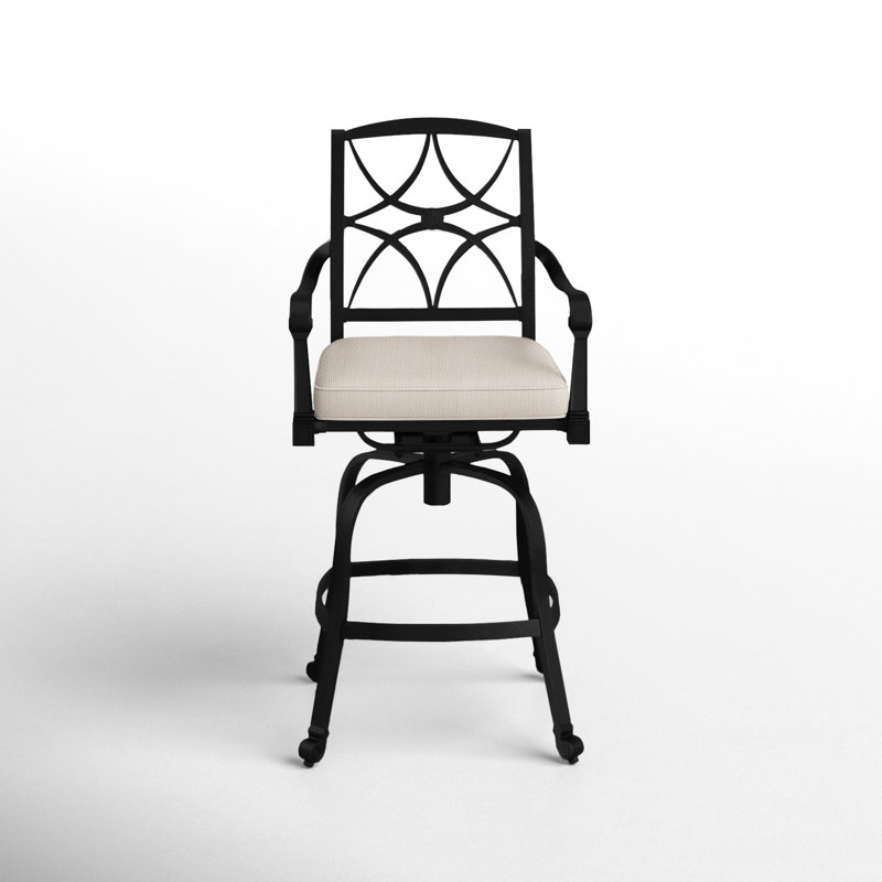 Wiltshire Outdoor Swivel Bar Stool, Canvas Bird's Eye Sunbrella® Canvas, 30.25", Textured Black