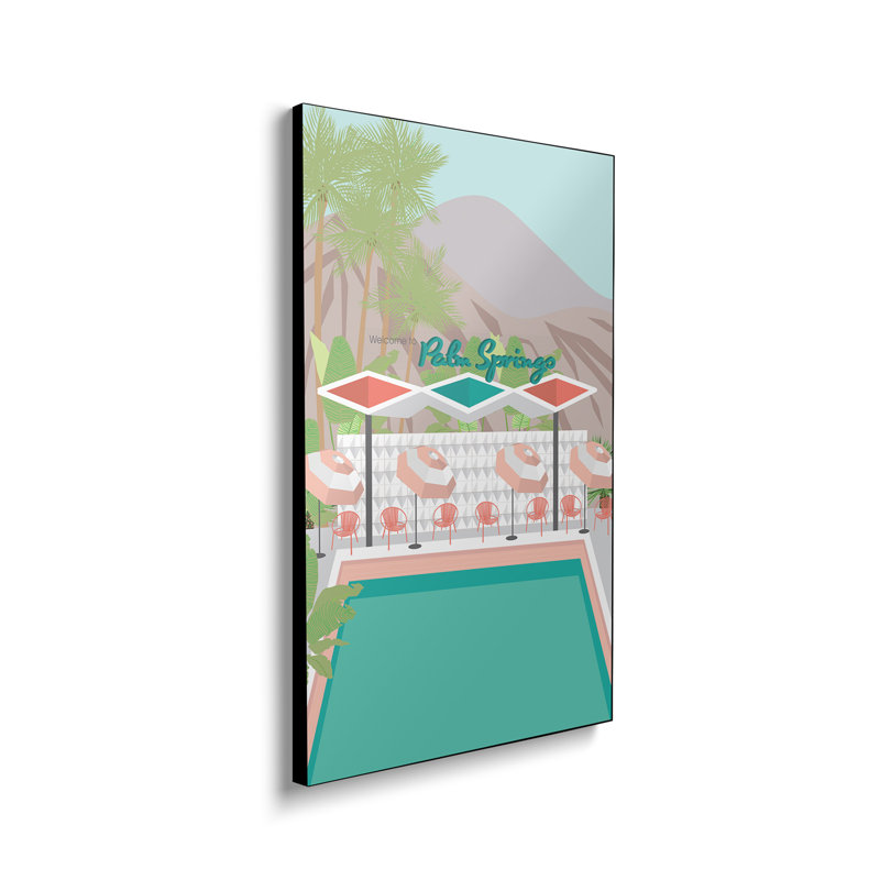 Reproduction d'art sur toile en métal, "Welcome to Palm Springs" par Jen Bucheli