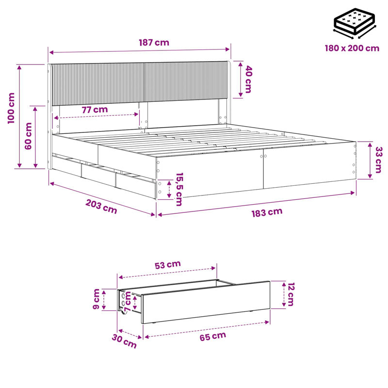 Bed Frame, Super King (6')