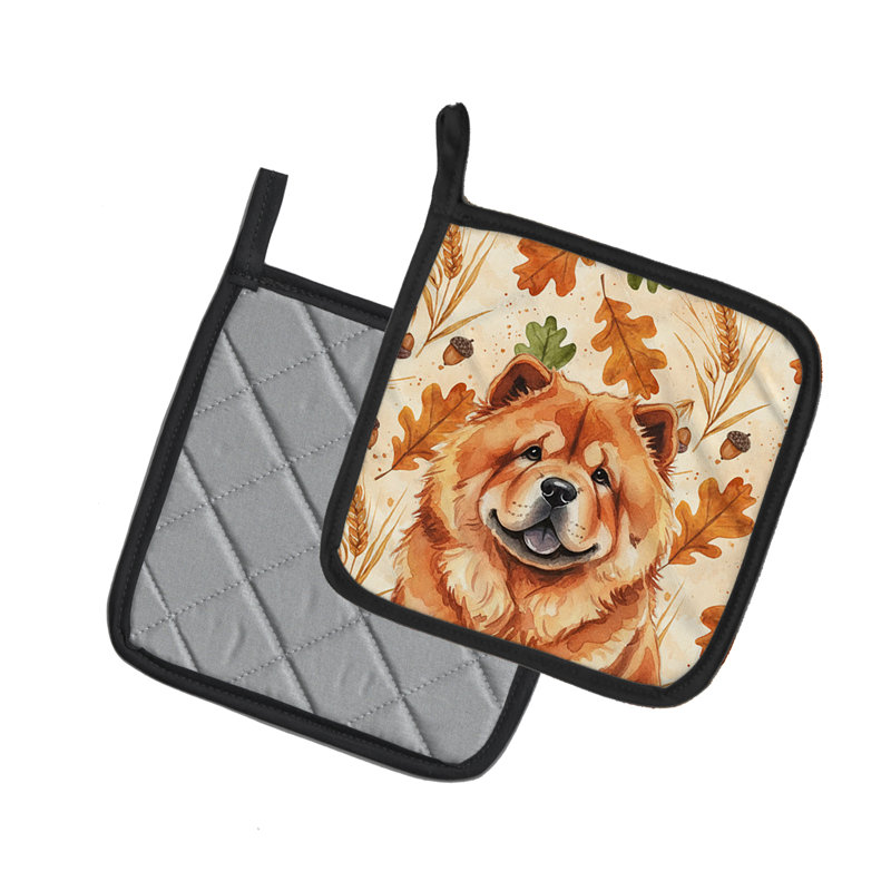 Paire de supports à casseroles Red Chow Chow Heirloom Fall