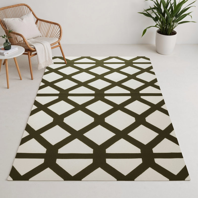 Tapis blanc intérieur et extérieur Trellis, Rectangulaire 3 pi x 5 pi