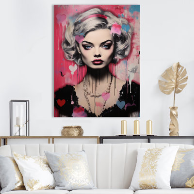 «Vibrant Pink Woman In Pop Art II», art mural Pop Art