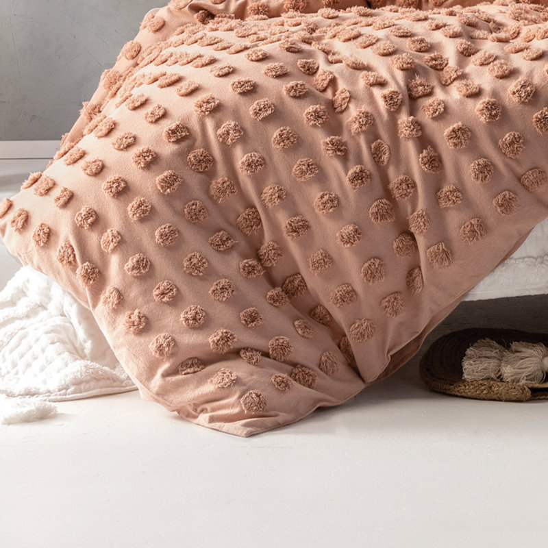 Haze Cotton Dots Duvet Cover Set with Pillowcases, Single Duvet Cover + 1 Standard Pillowcase, Maple