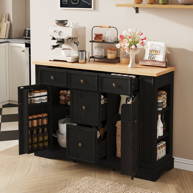 Sideboard Buffet Cabinet with Spacious Storage, Black