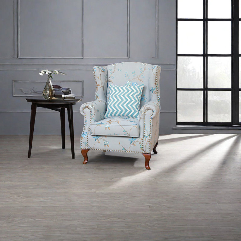 Fauteuil à oreilles Tooru de 33,46 po de largeur, Bleu-gris