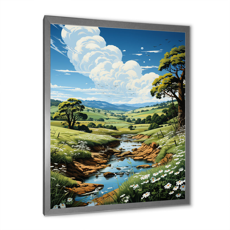 Countryside River Bend II, reproduction d'art sur toile, Argent, H 20 po x l 12 po x P 1 po