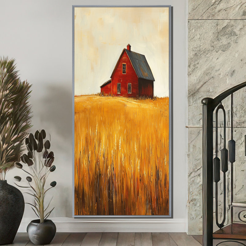 «Eppler Countryside Golden Fields By The Farmhouse I», art mural campagne, H 60 po x l 28 po, Argent argent