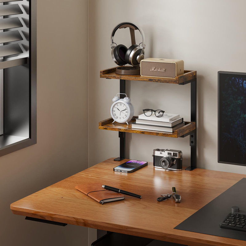 Metal,Manufactured Wood Desk Organiser, Black/Brown