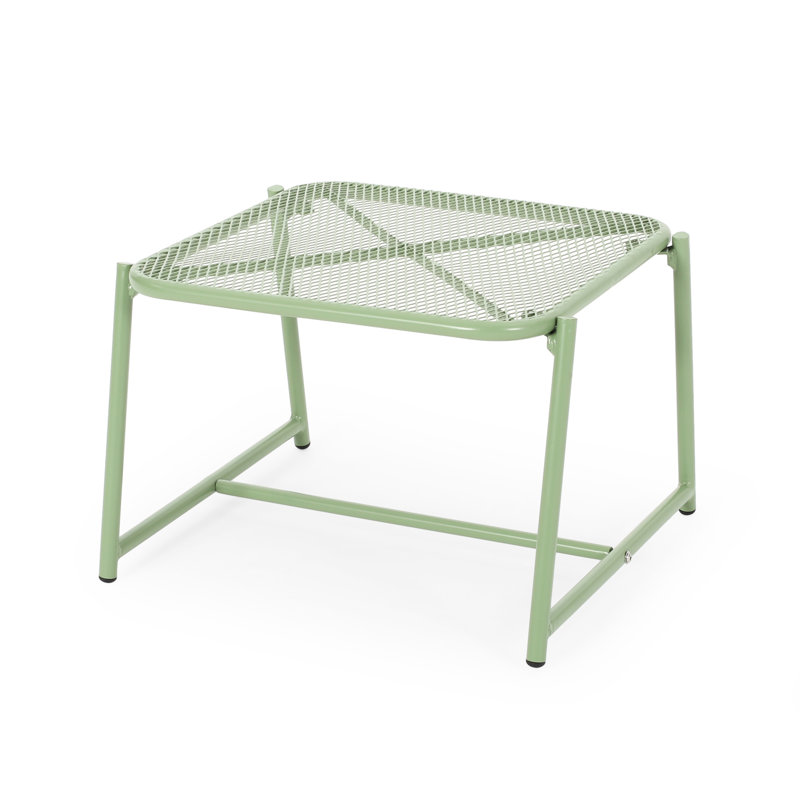 Outdoor Side Table 13.35"H - , Iron With Mesh, Garden Furnishing Backyard Serenity, Weather, Green