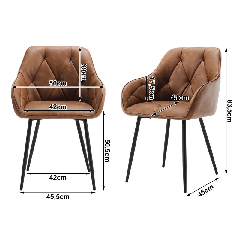 Rigney 50.5cm H Upholstered Metal Side Chair, Brown, 2