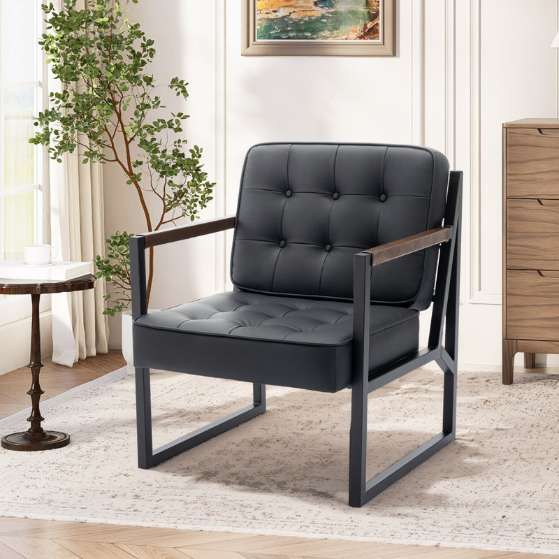 Multi-color PU Leather Upholstered Office Chair with Stylish Armchair and Metal Legs, Suitable For Living Room, Bedroom, Reception Area and Waiting room