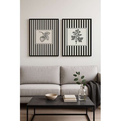 Élégantes peintures décoratives en panneau de fibres à densité moyenne (2 pièces) de 13,8 po x 19,7 po chacune | 100% panneau de fibres à densité moyenne avec une épaisseur de 0,1 pouce, cadre en bois massif à 100% avec une épaisseur de 1,0 pouce | Parfait pour le salon, la chambre à coucher et le bureau