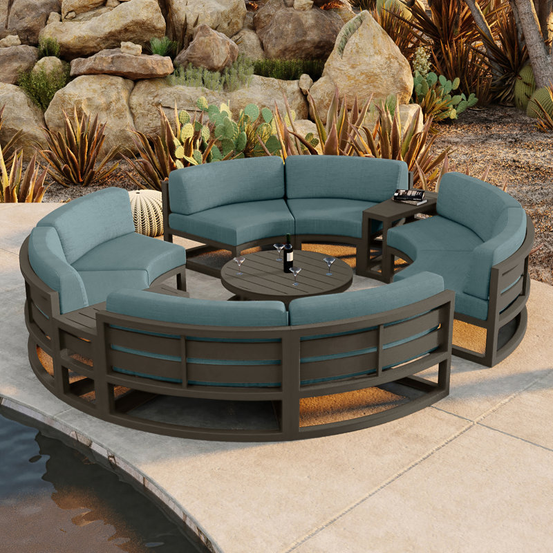 Avion Outdoor 7 - Piece Conversation Set, Slate, Cast Silver Sunbrella®