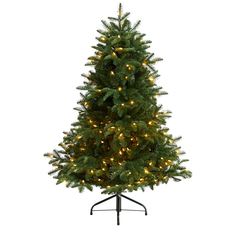 Arbre de Noël artificiel épinette vert 5 pi avec 300 lumières claires South Carolina, H 4 pi