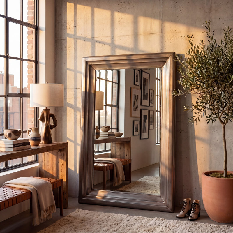 Antke Engineered Wood Mirror, 54" x 36", Silver