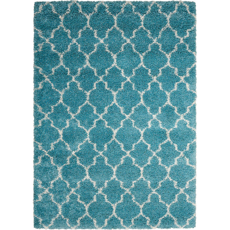 Bertrande Geometric Aqua Area Rug