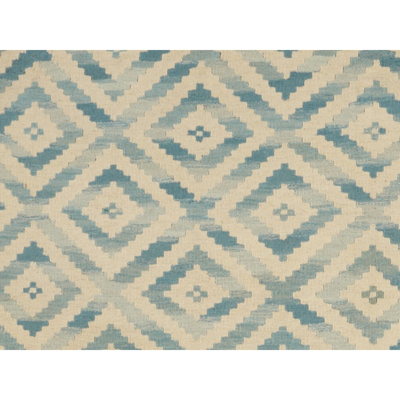 Tapis beige/bleu handwoven à tissage plat